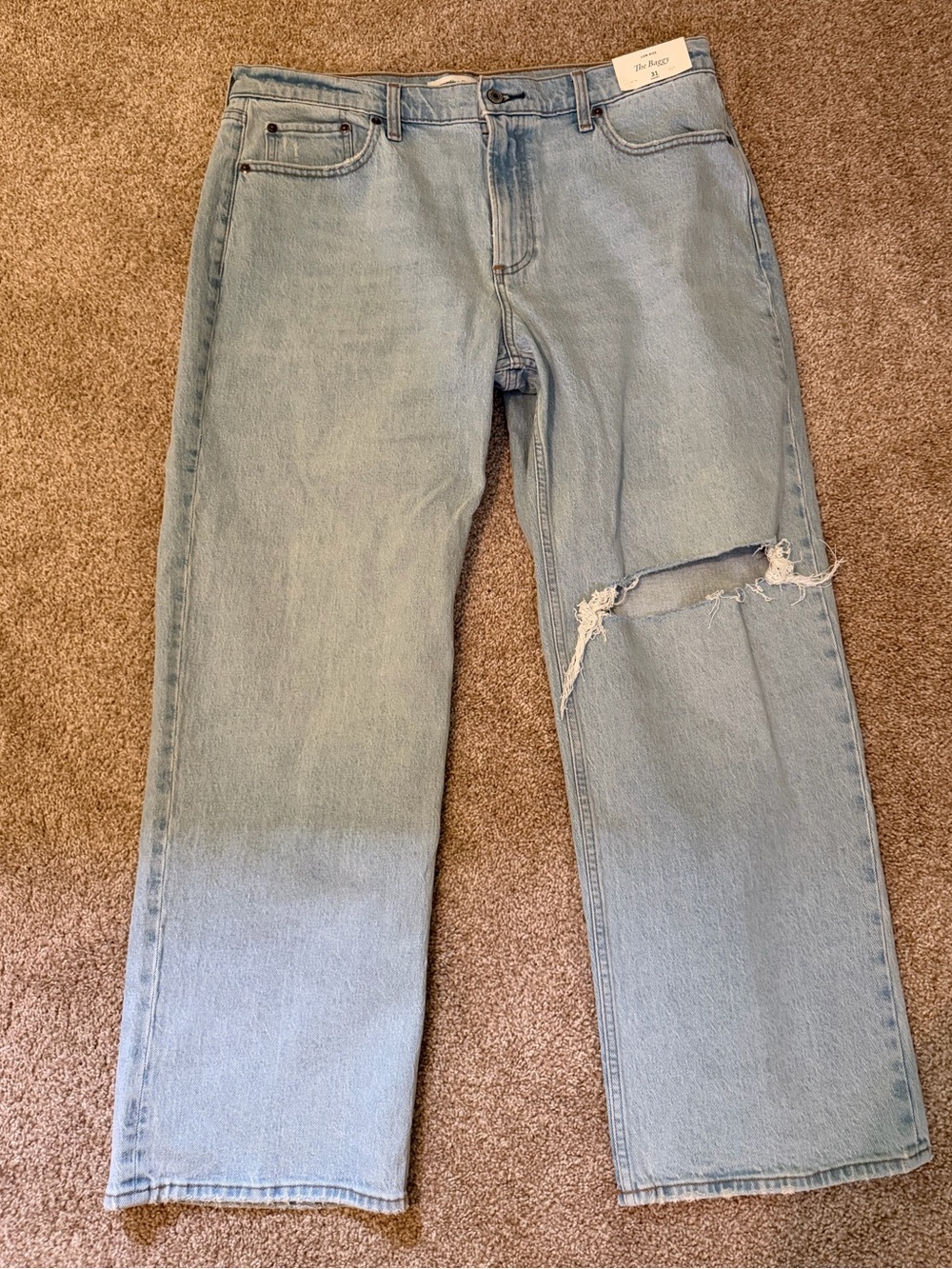 Abercrombie & Fitch Light Wash Wide Leg Jeans with Knee Rip